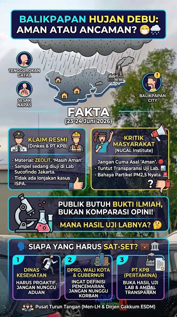 Infografis fenomena hujan debu balikpapan: AI/Gemini