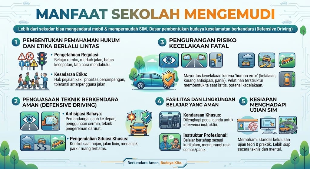 Infografis sekolah mengemudi. Sumber: Djoko Setijowarno