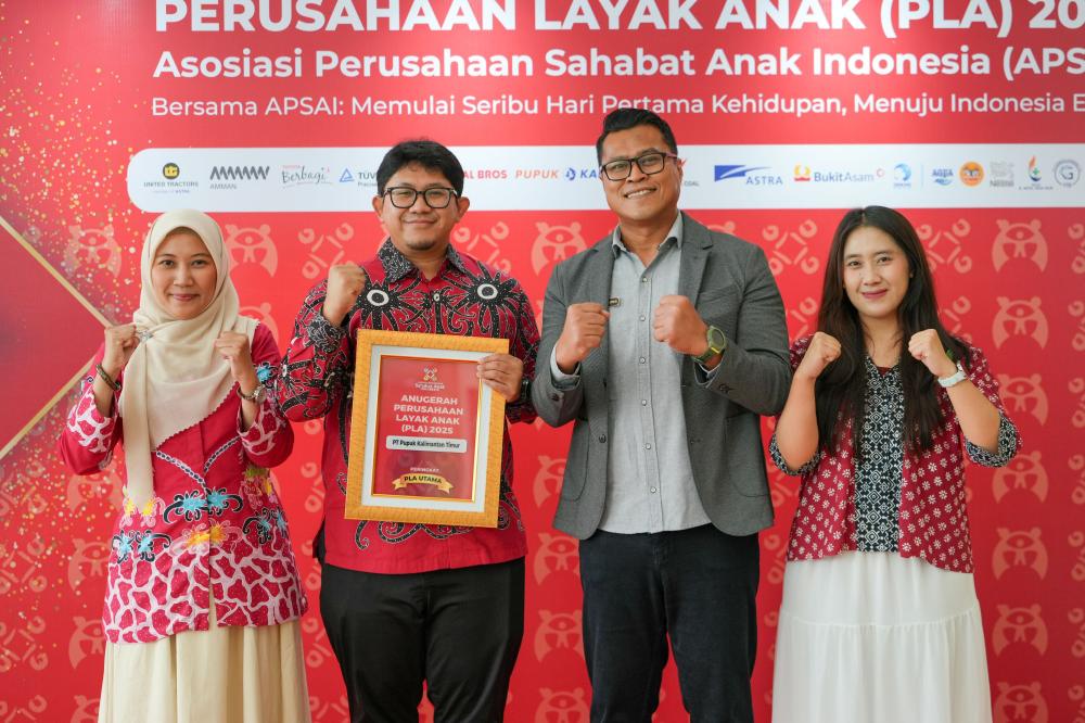 Pupuk Kaltim Raih Peringkat Utama Perusahaan Layak Anak 2025