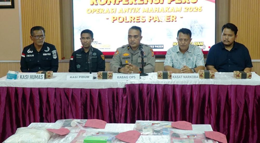 Polres Paser Bongkar 22 Kasus Narkoba: Sita 120 Paket Sabu dan Ribuan Pil Keras