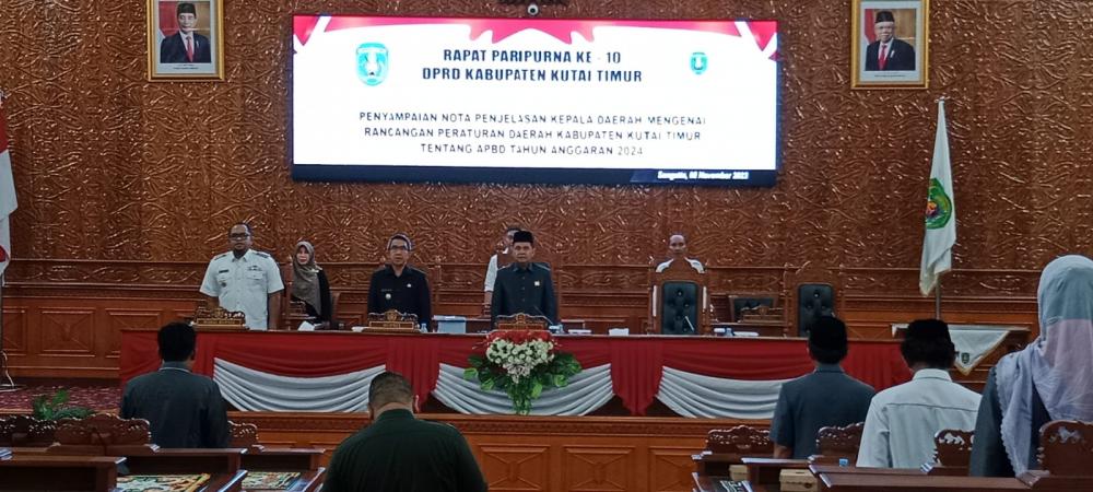 DPRD Kutim Gelar Paripurna Bahas Raperda APBD 2024
