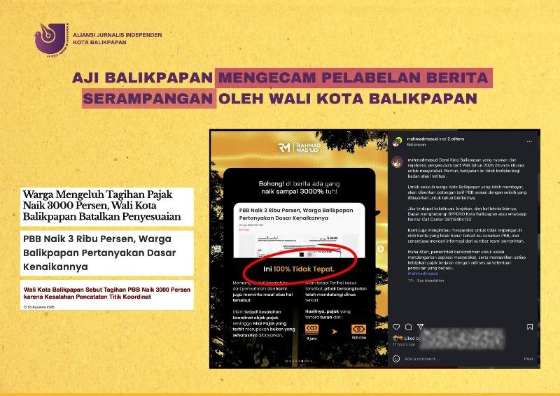 AJI Sesalkan Pelabelan Berita oleh Wali Kota Balikpapan: Serampangan!
