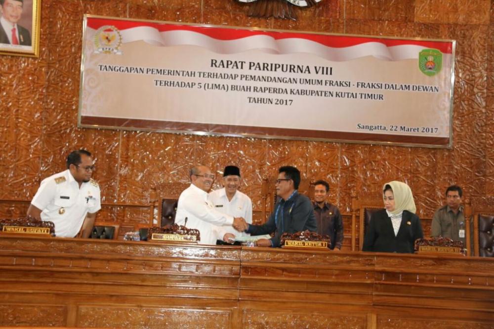 Lima Raperda Usulan Pemkab Kutim, Mayoritas Fraksi Kompak Setuju