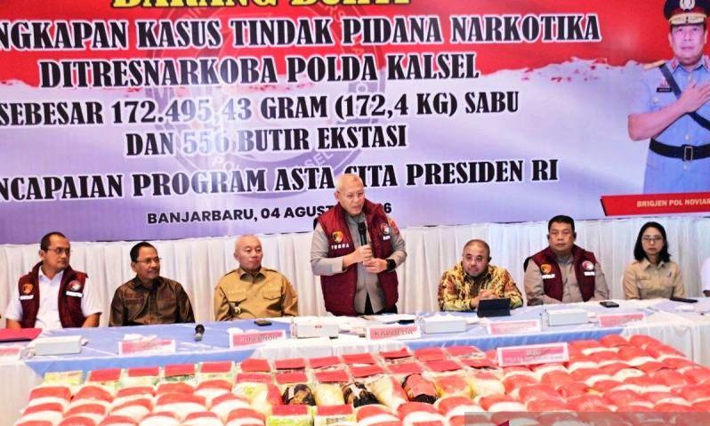 172 Kilogram Sabu Gagal Beredar di Kalsel, 39 Tersangka Ditangkap