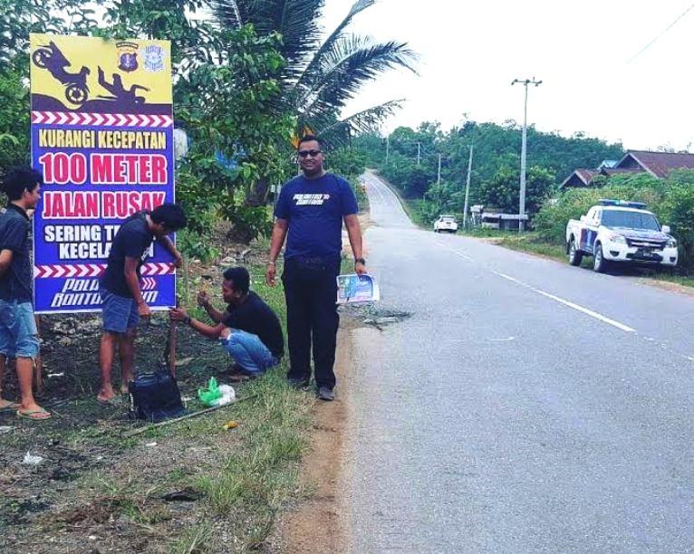 Arus Mudik 2017,  Jalan Rusak di Poros Bontang-Samarinda Dipasangi Rambu