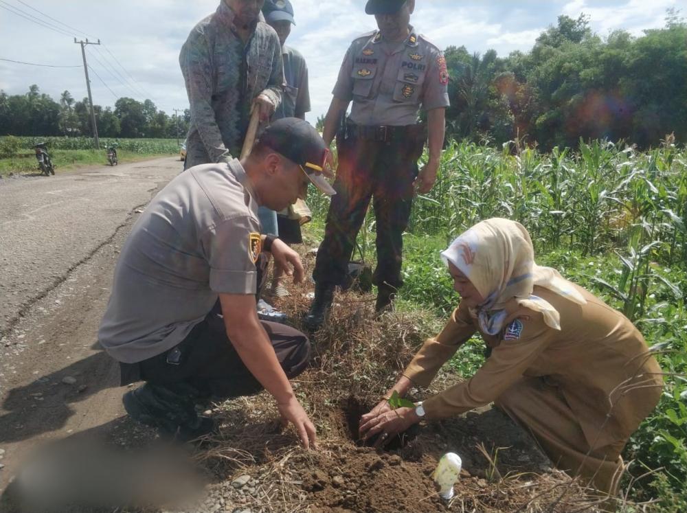 Peduli Lingkungan, Kapolsek Patimpeng Pimpin Gerakan Penghijauan 