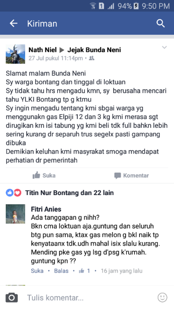 MERASA DICURANGI,  KONSUMEN LAPOR KE WALIKOTA LEWAT MEDSOS