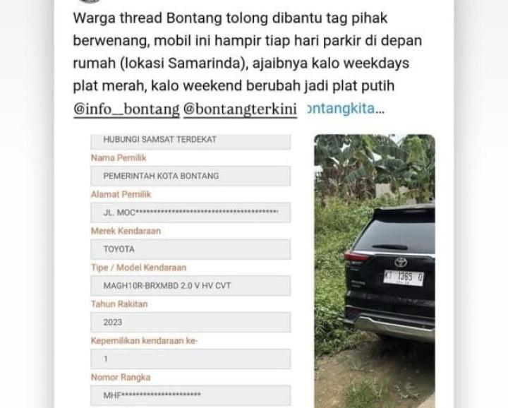 Mobil Dinas Bontang Diduga Sering Parkir di Samarinda, Pengamat: Inspektorat Kerjanya Apa? 