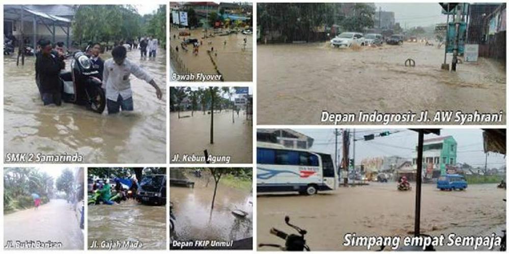 Hujan Deras, Sejumlah Ruas Jalan di Samarinda Tergenang Banjir
